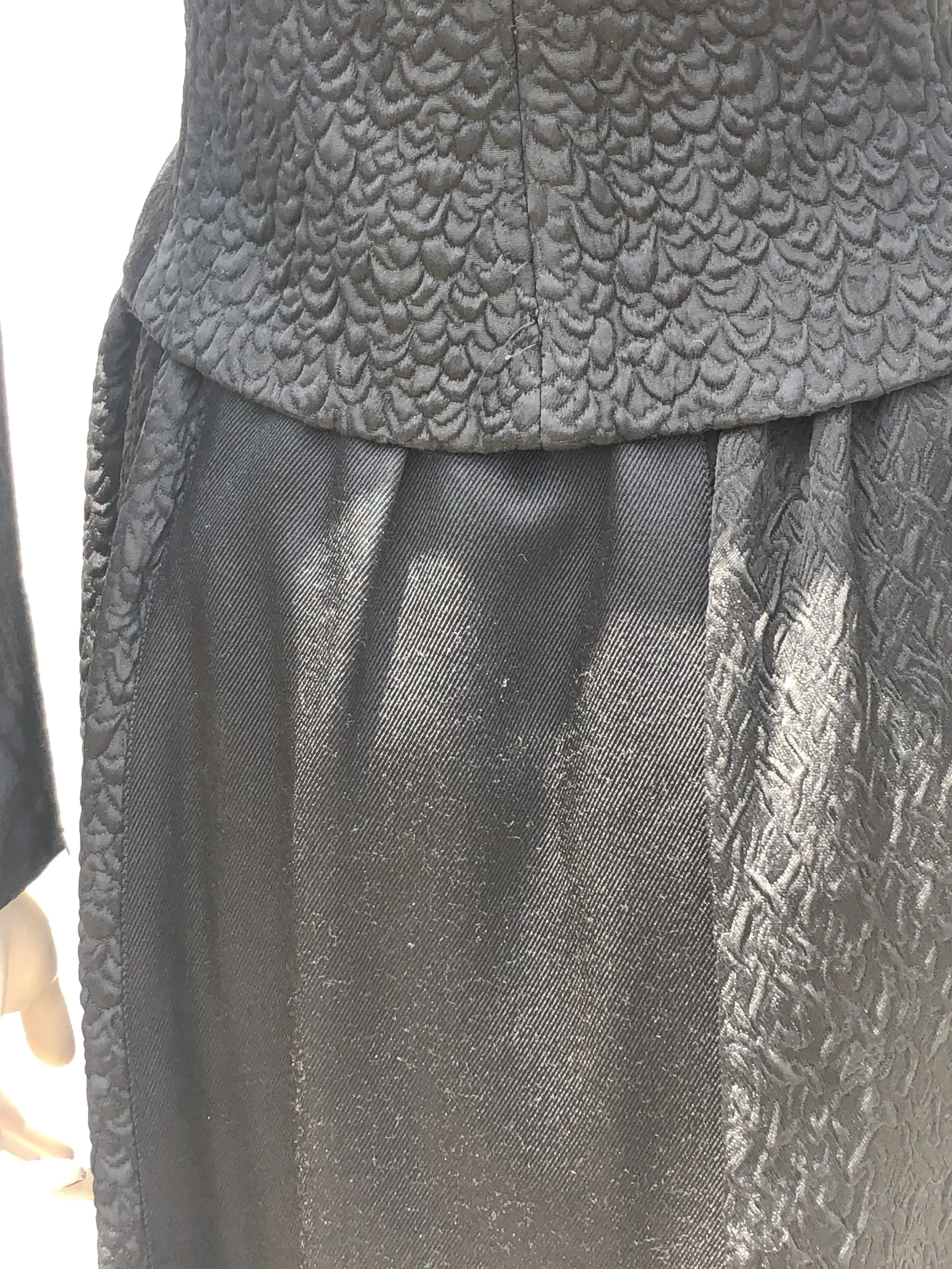 1970's Yves Saint Laurent Black Silk  Evening Ensemble Size size 7/8