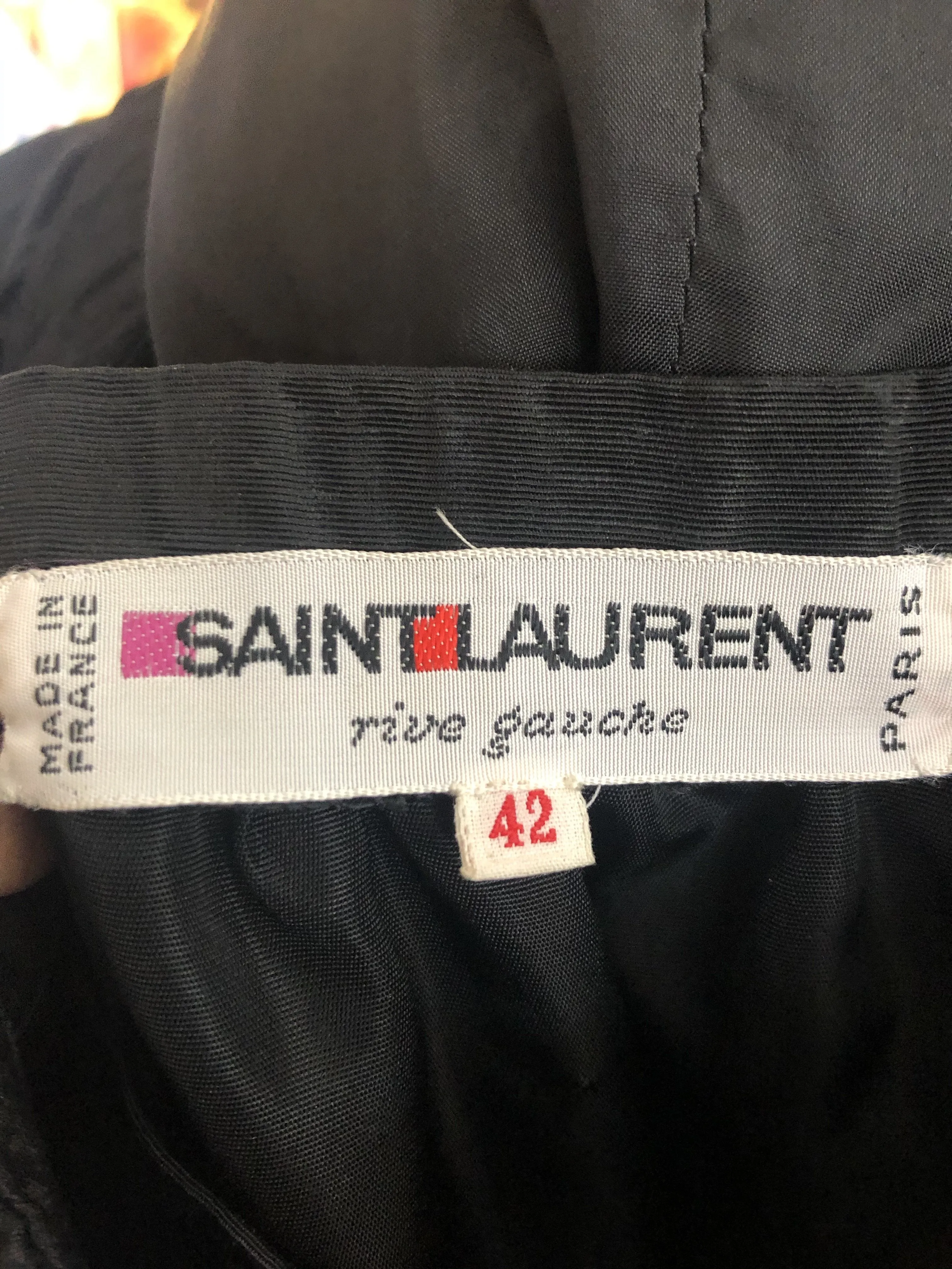 1970's Yves Saint Laurent Black Silk  Evening Ensemble Size size 7/8