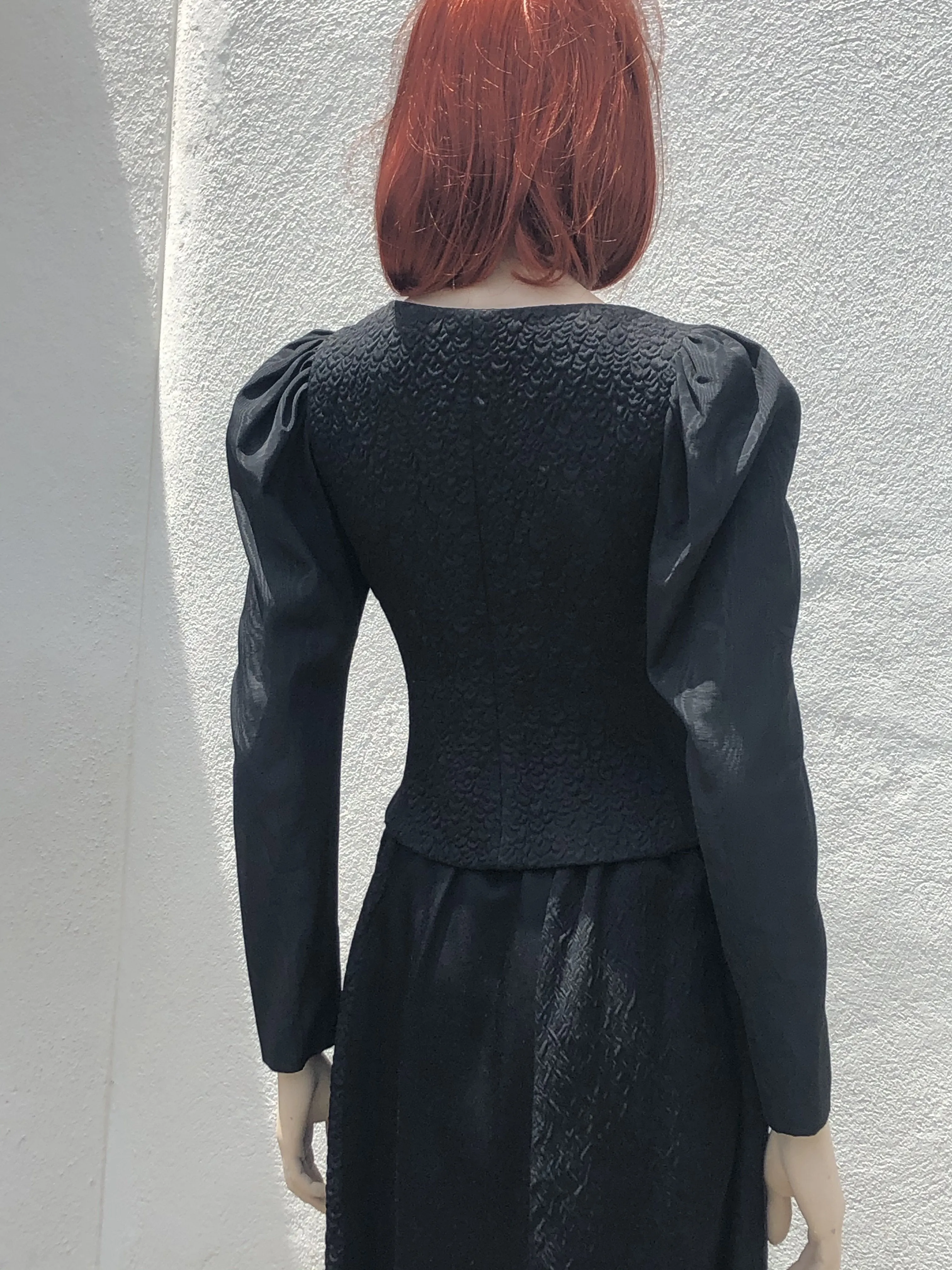 1970's Yves Saint Laurent Black Silk  Evening Ensemble Size size 7/8