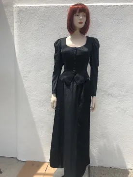 1970's Yves Saint Laurent Black Silk  Evening Ensemble Size size 7/8