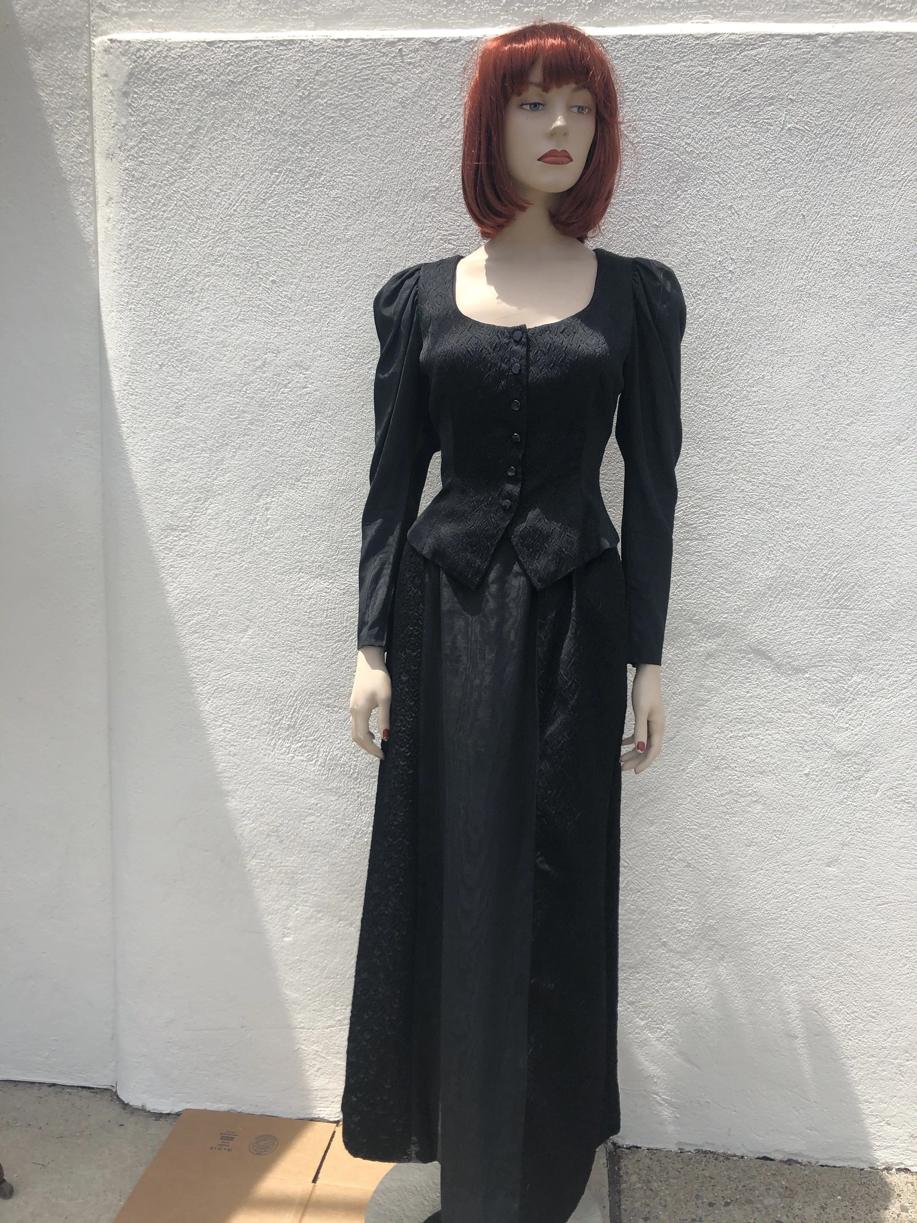 1970's Yves Saint Laurent Black Silk  Evening Ensemble Size size 7/8