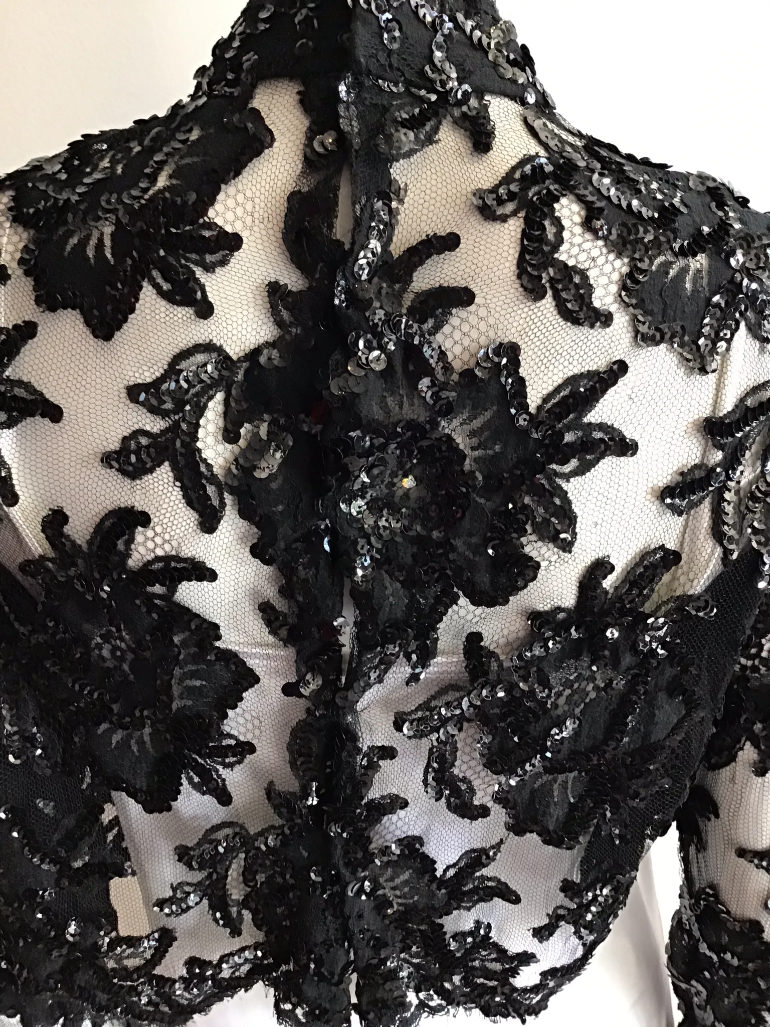 1980's Patrick Kelly Black Net Sequin Evening Top size 6