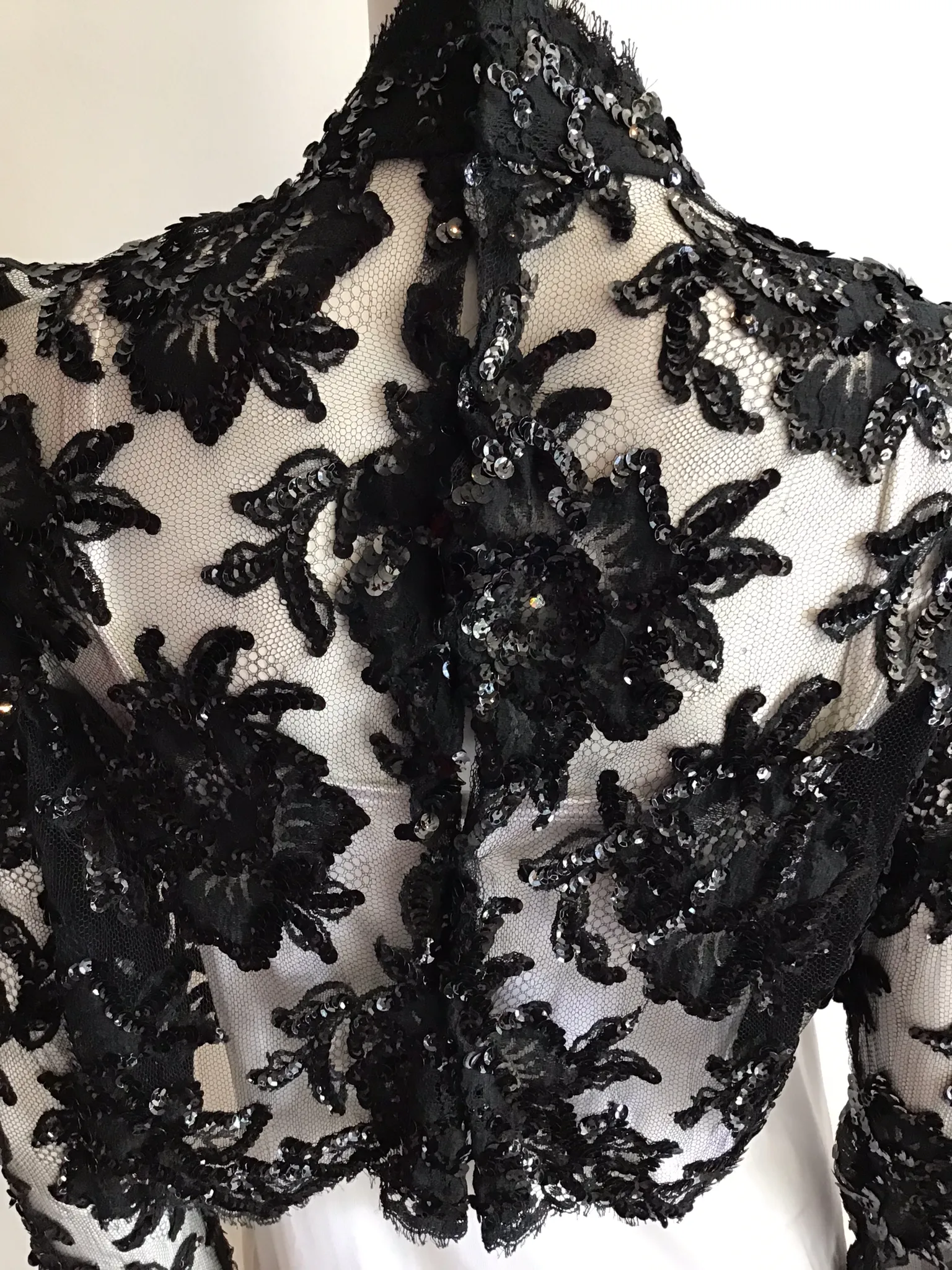 1980's Patrick Kelly Black Net Sequin Evening Top size 6