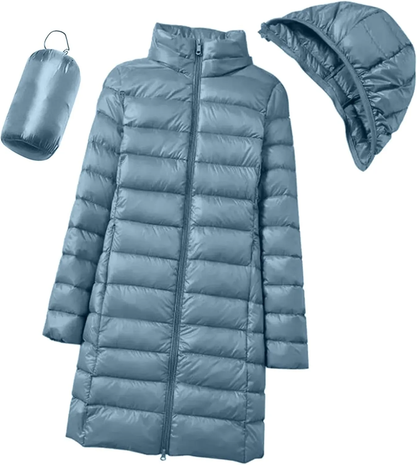 2024 Women's Hooded Packable Puffer Jackets Winter Lightweight Warm Down Coats Trendy Slim Fit Windproof Duck Down Outwear