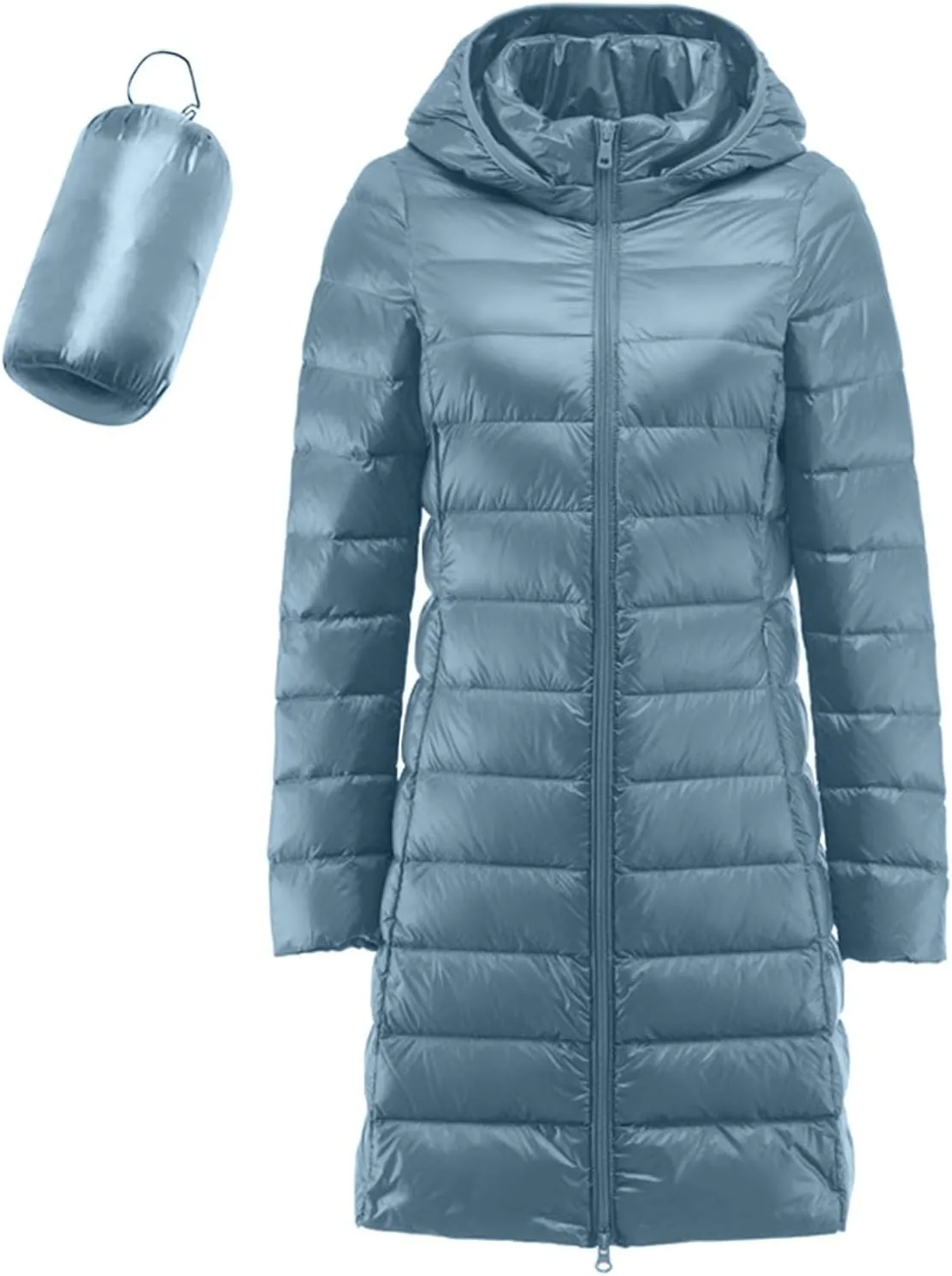 2024 Women's Hooded Packable Puffer Jackets Winter Lightweight Warm Down Coats Trendy Slim Fit Windproof Duck Down Outwear