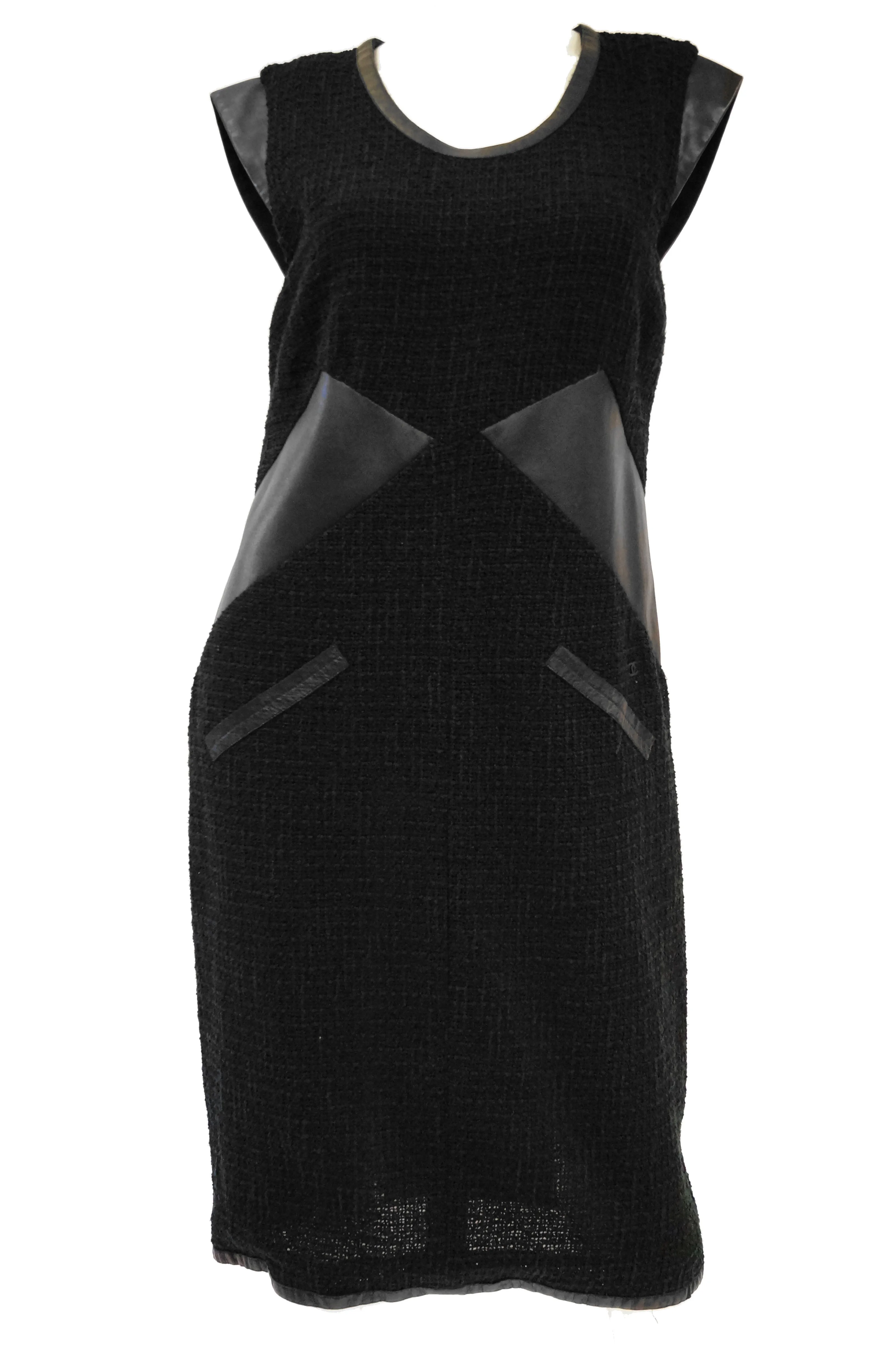 21st Century Chanel Black Bouclé and Lambskin Dress