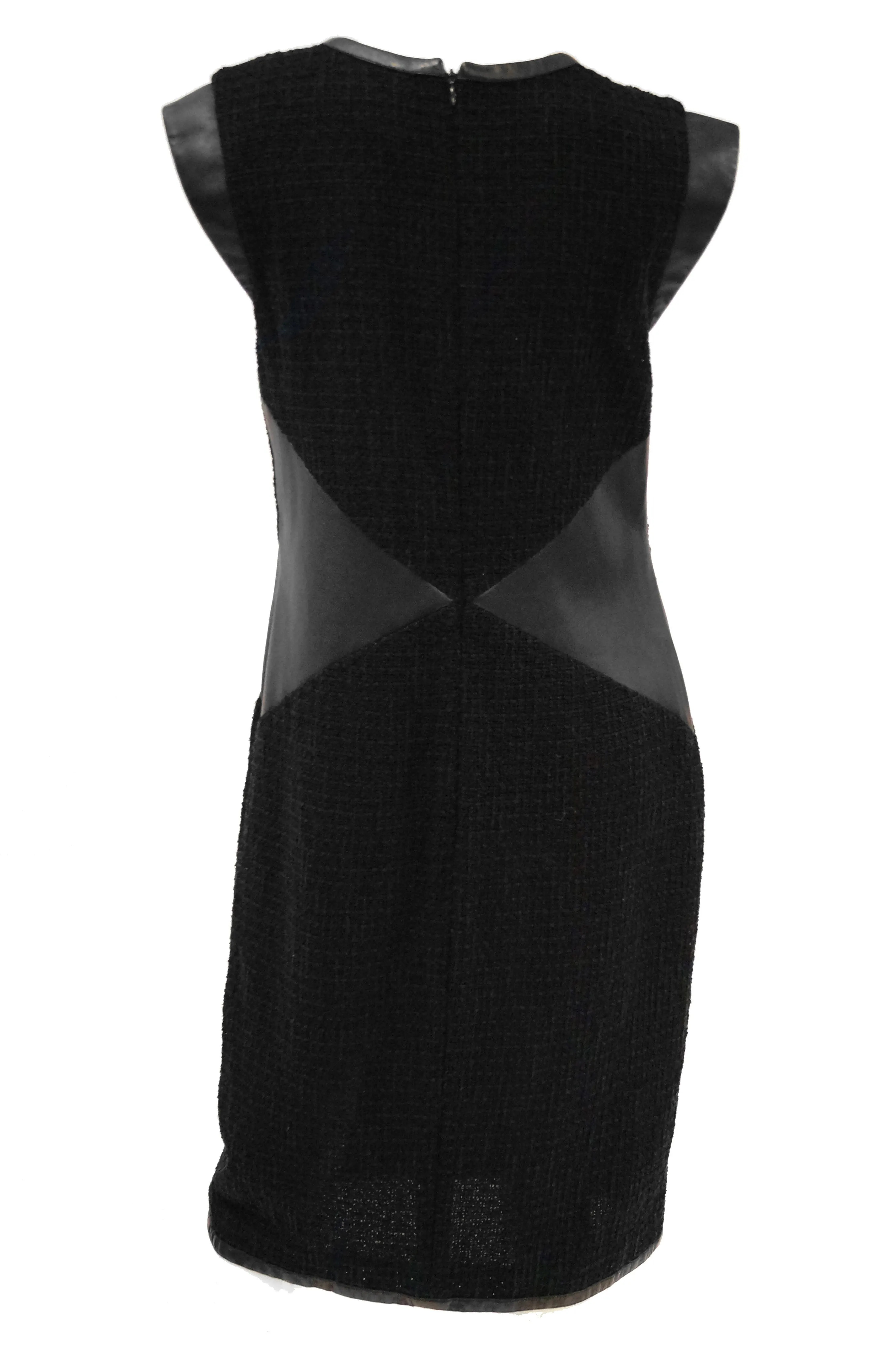 21st Century Chanel Black Bouclé and Lambskin Dress