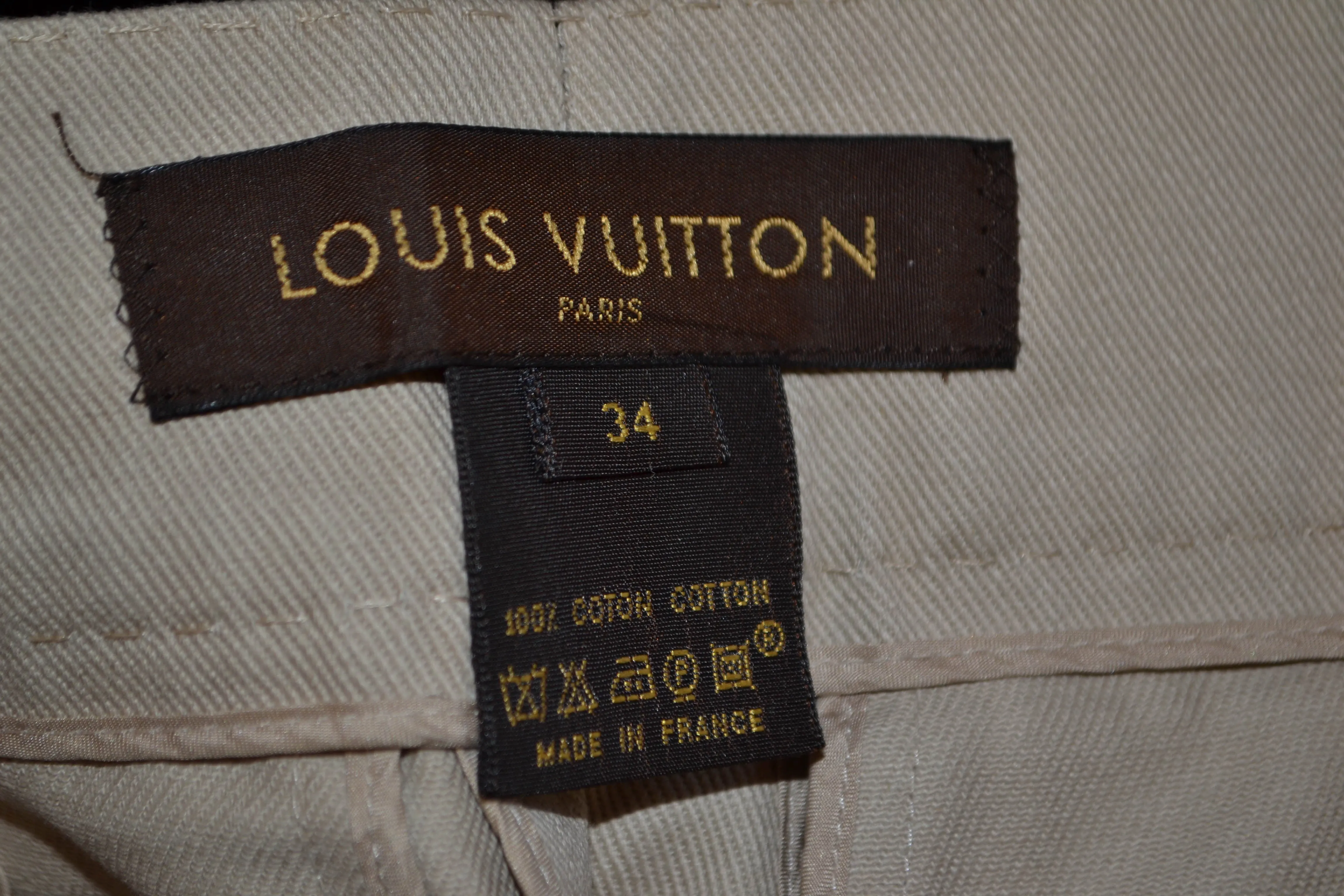 Authentic Louis Vuitton Beige Cotton Womens Pants Size 34