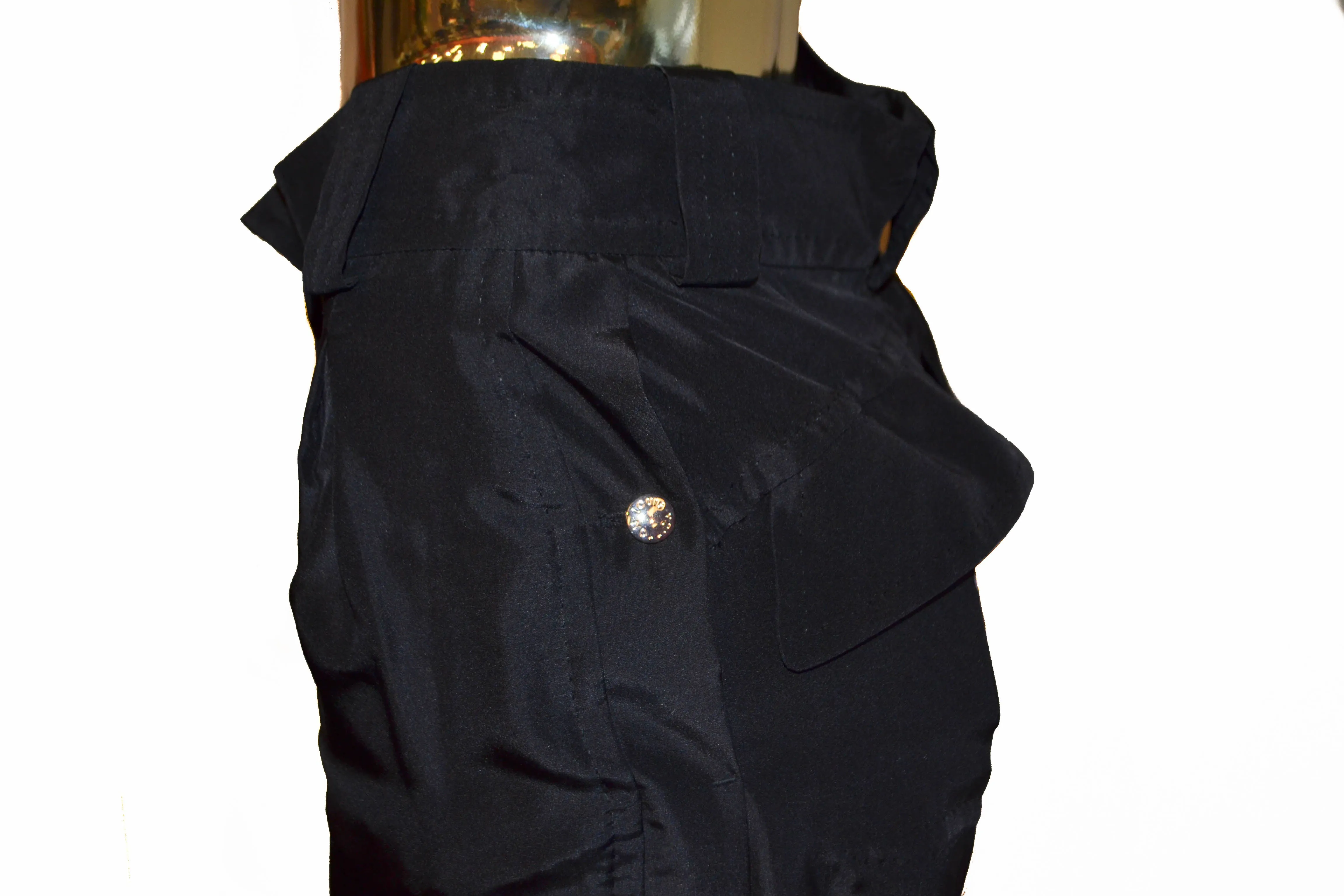 Authentic Louis Vuitton Black 100% Silk Capri Pants Size 34