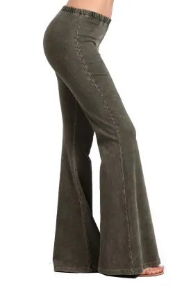 Bell Bottoms Yoga Pants Denim Colored Dark Moss Green