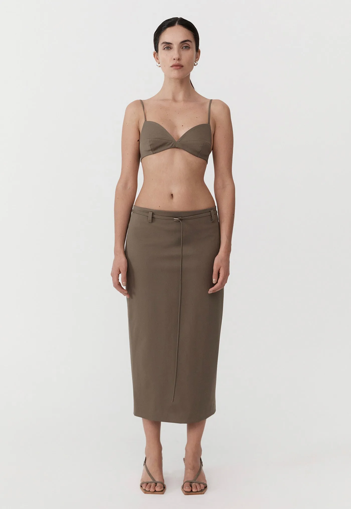 Belted Pencil Skirt - Kelp