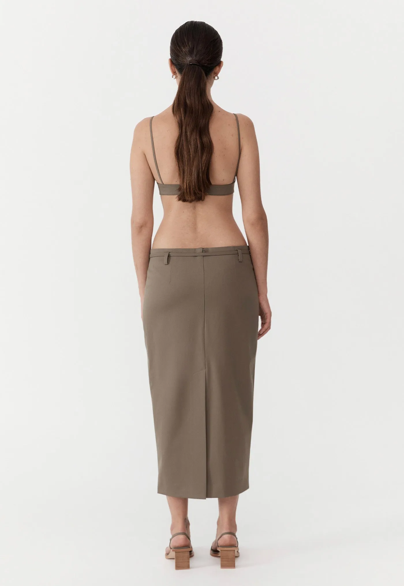 Belted Pencil Skirt - Kelp