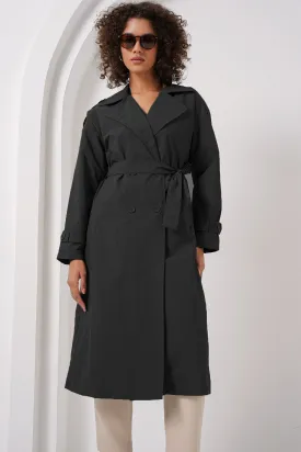 BGD Women Double-Breasted Trench Coat - Black - Rohnert Park