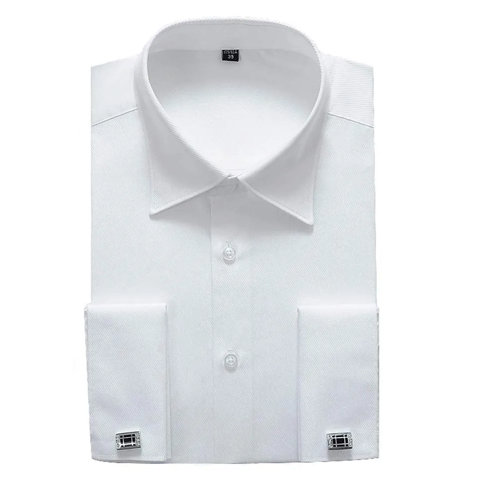 Big & Tall Dress Shirts French Cuff Long Sleeve (Include Metal Cufflinks and Metal Collar Stays)