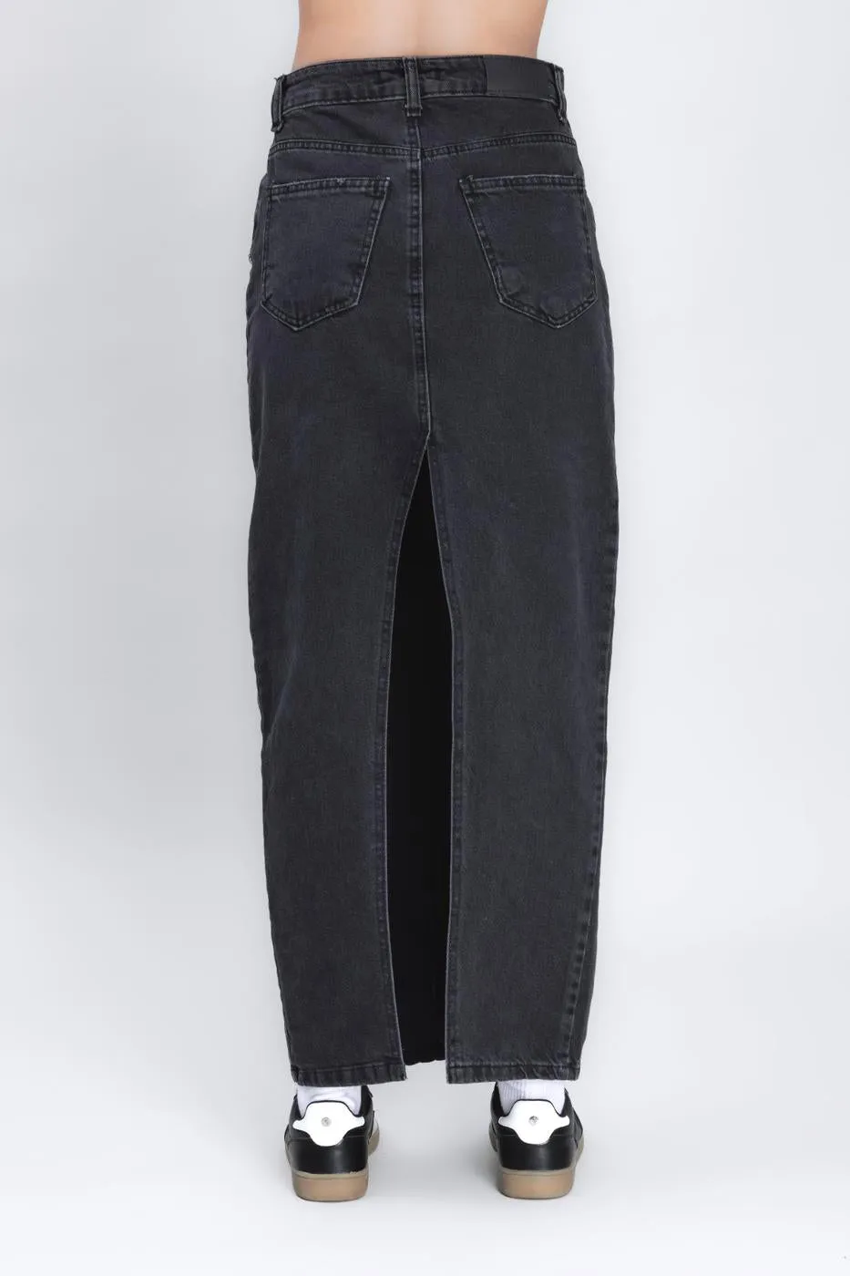 Black Back Deep Slit Maxi Pencil Skirt