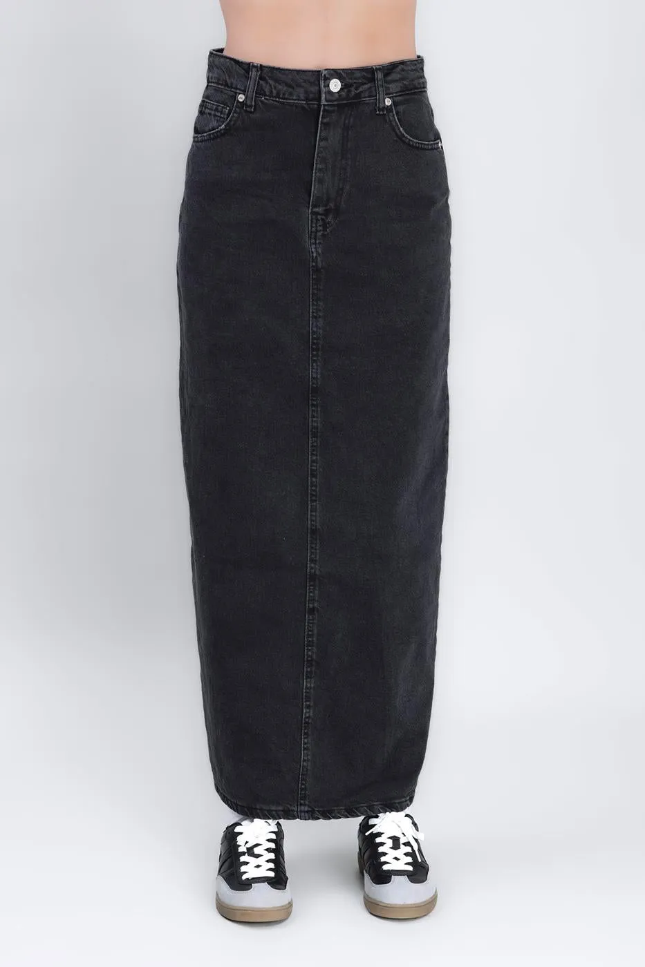 Black Back Deep Slit Maxi Pencil Skirt