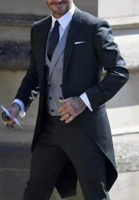 Black Men Tailcoat Suits  Swallow Tail Coat Male Party Wedding Jacket Dance Magic Performance 2 Pieces CS12201