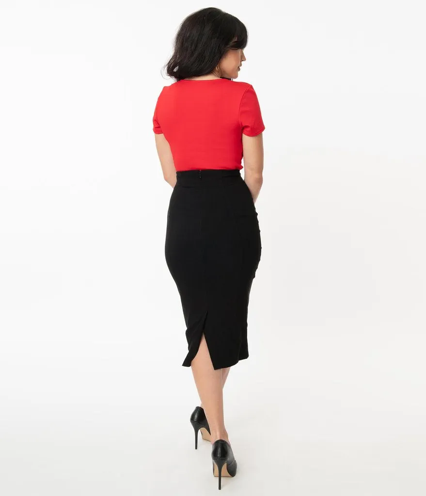 Black Sailor High Waist Sierra Pencil Skirt