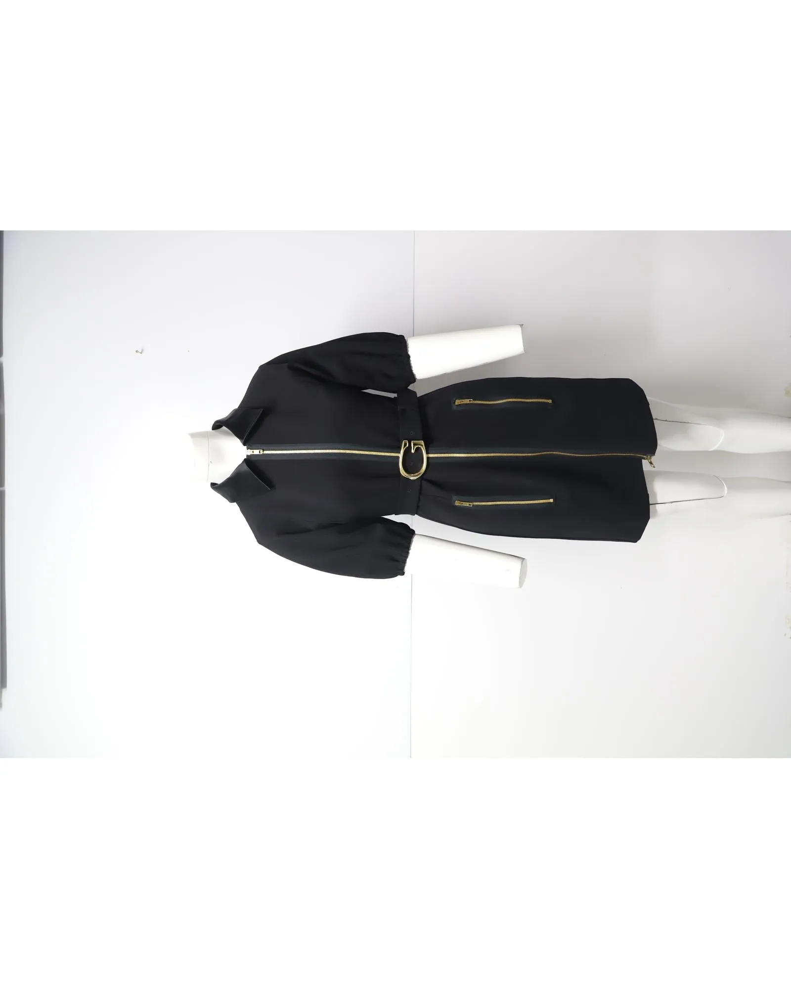 Black Viscose Jersey Mini Dress with G Buckle Belt