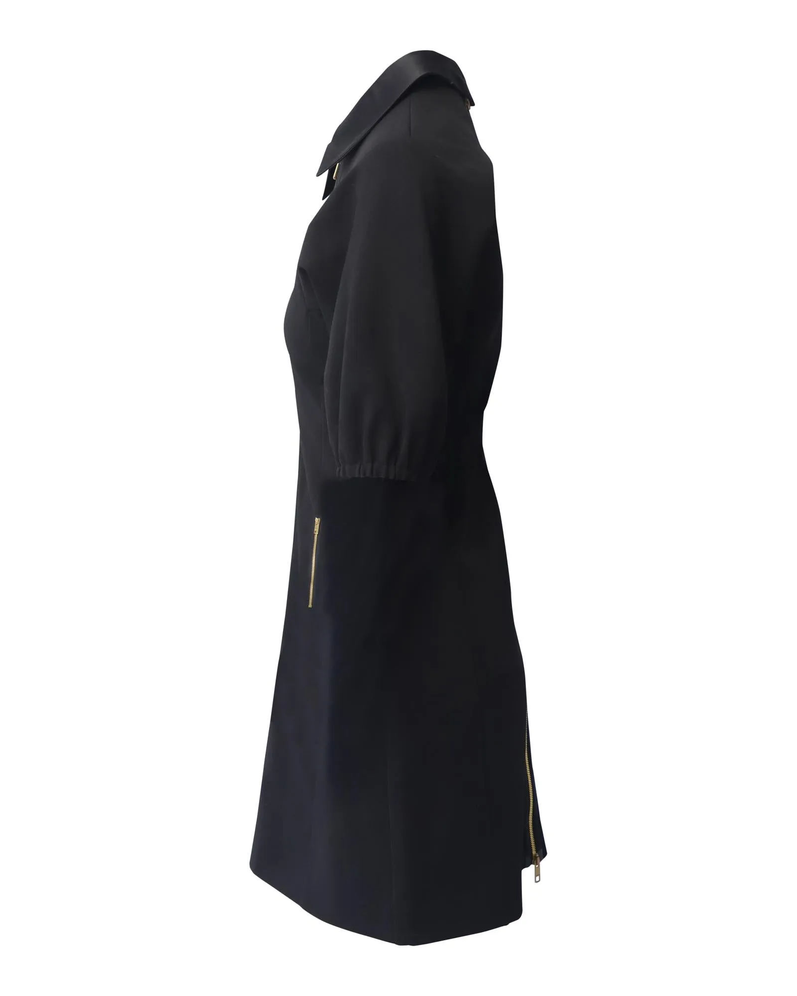 Black Viscose Jersey Mini Dress with G Buckle Belt