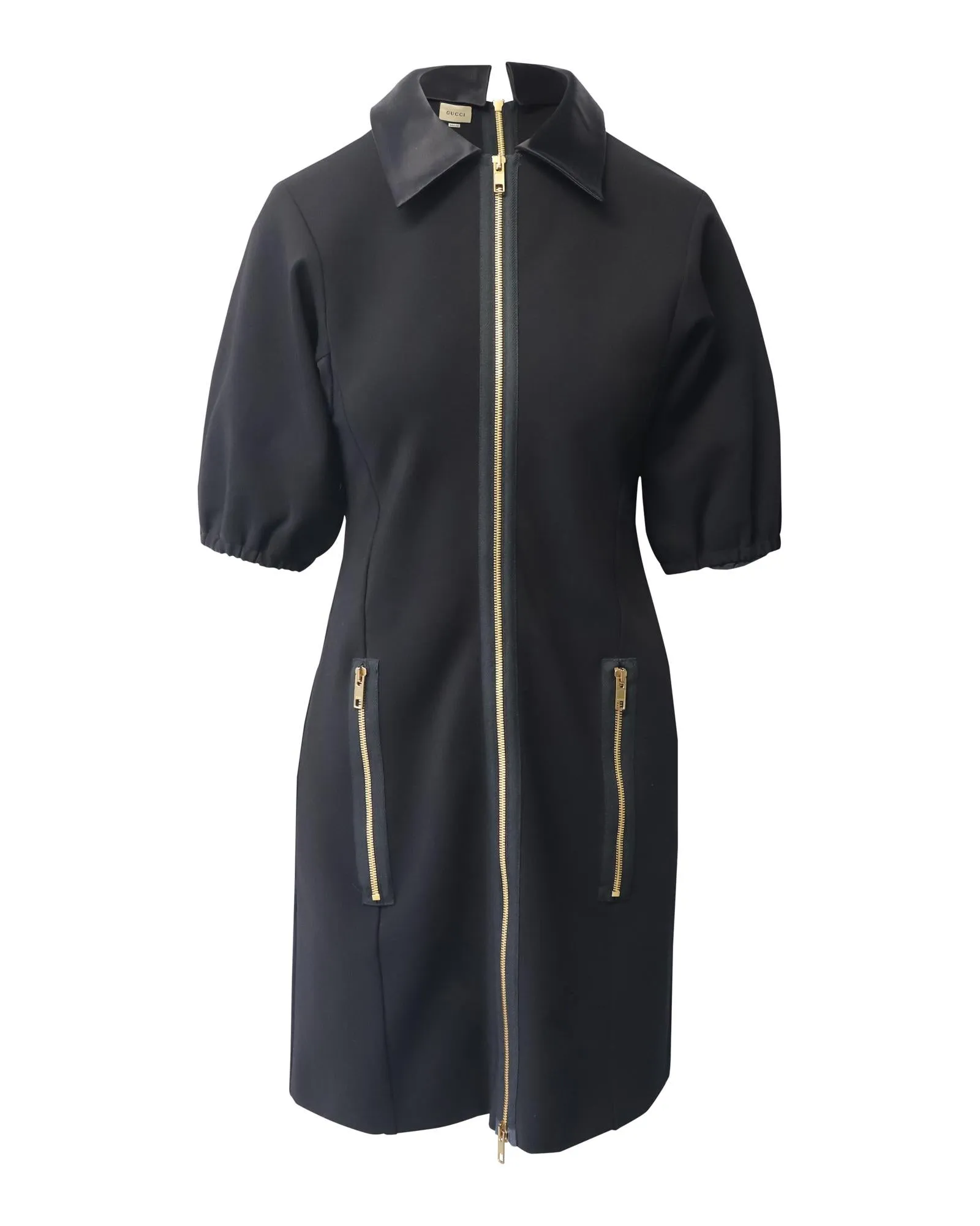 Black Viscose Jersey Mini Dress with G Buckle Belt