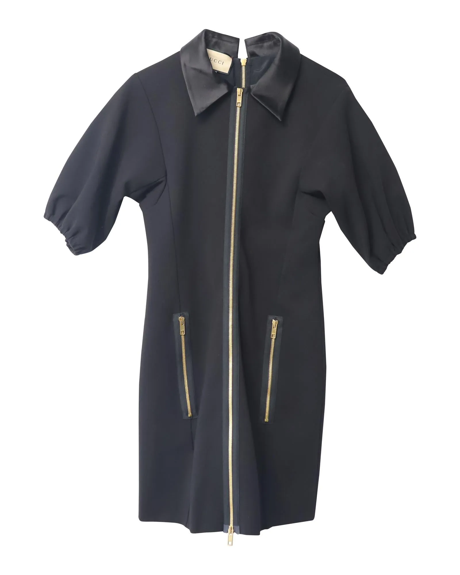 Black Viscose Jersey Mini Dress with G Buckle Belt