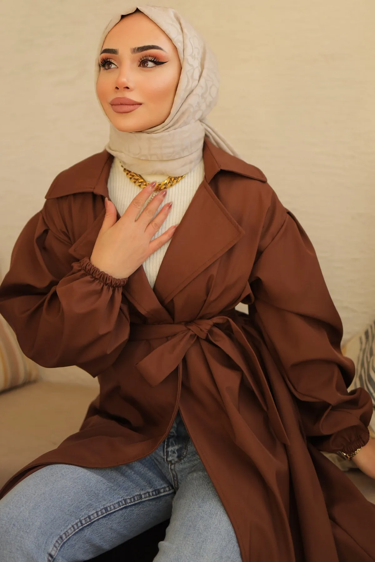 BNG Women Belted Trench Coat Brown - Clermont