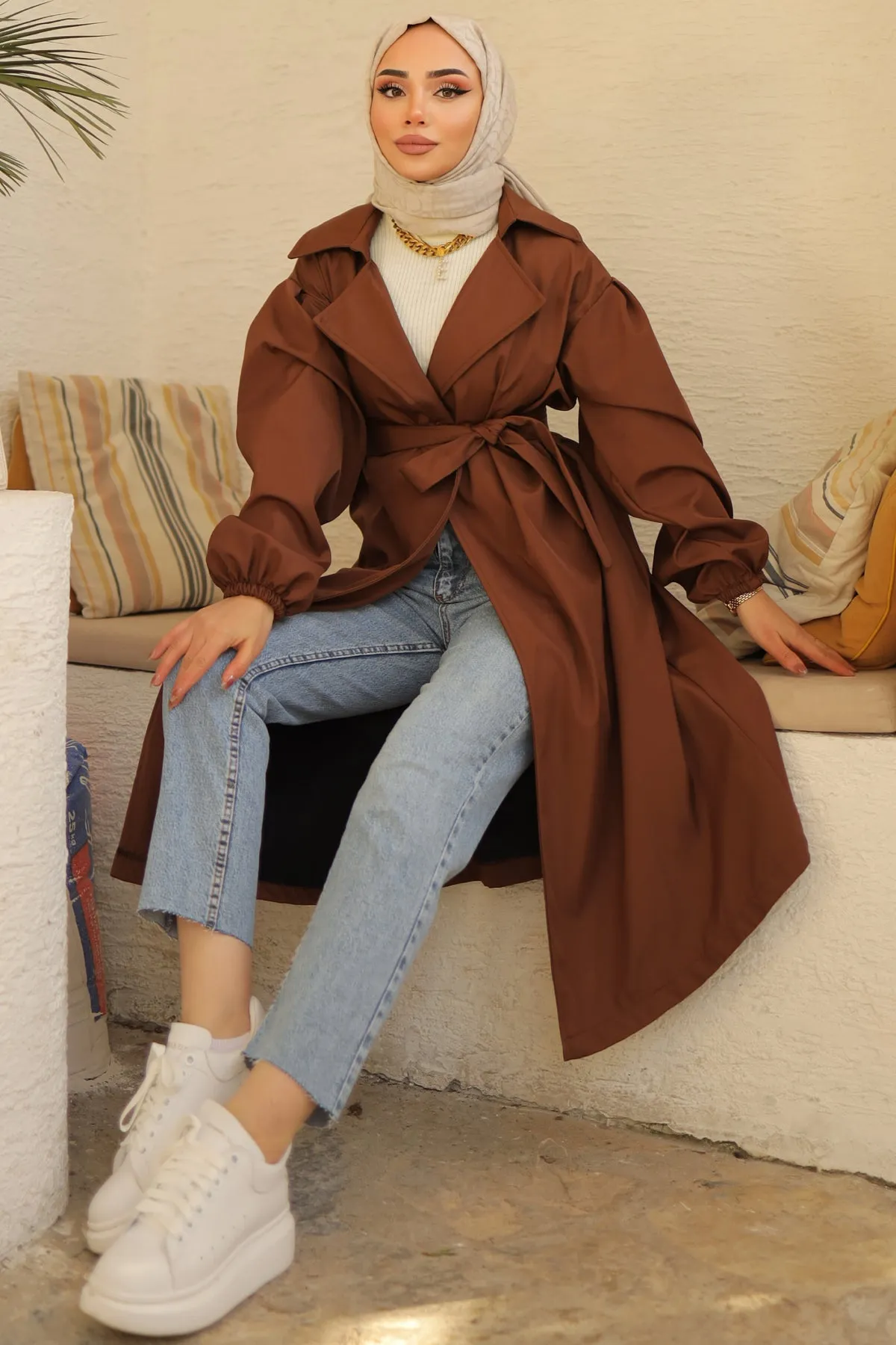 BNG Women Belted Trench Coat Brown - Clermont
