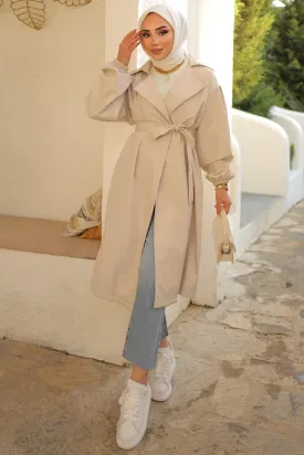 BNG Women Belted Trench Coat Stone Color - Clermont