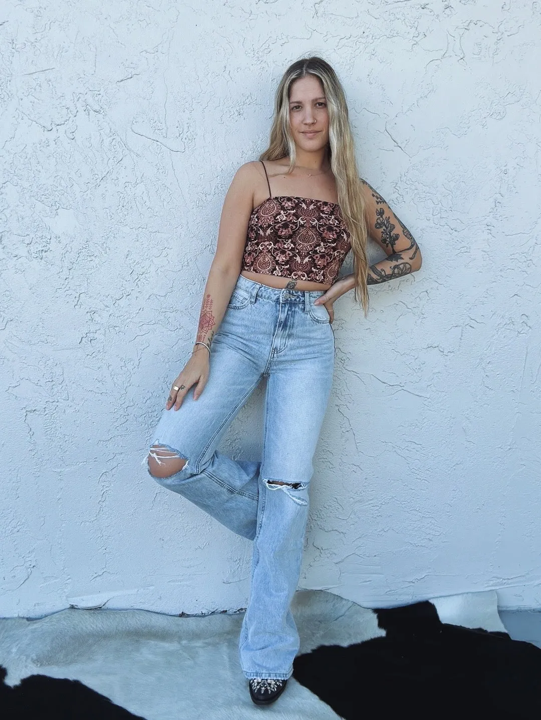 Body Like A Backroad Baroque Print Crop Top