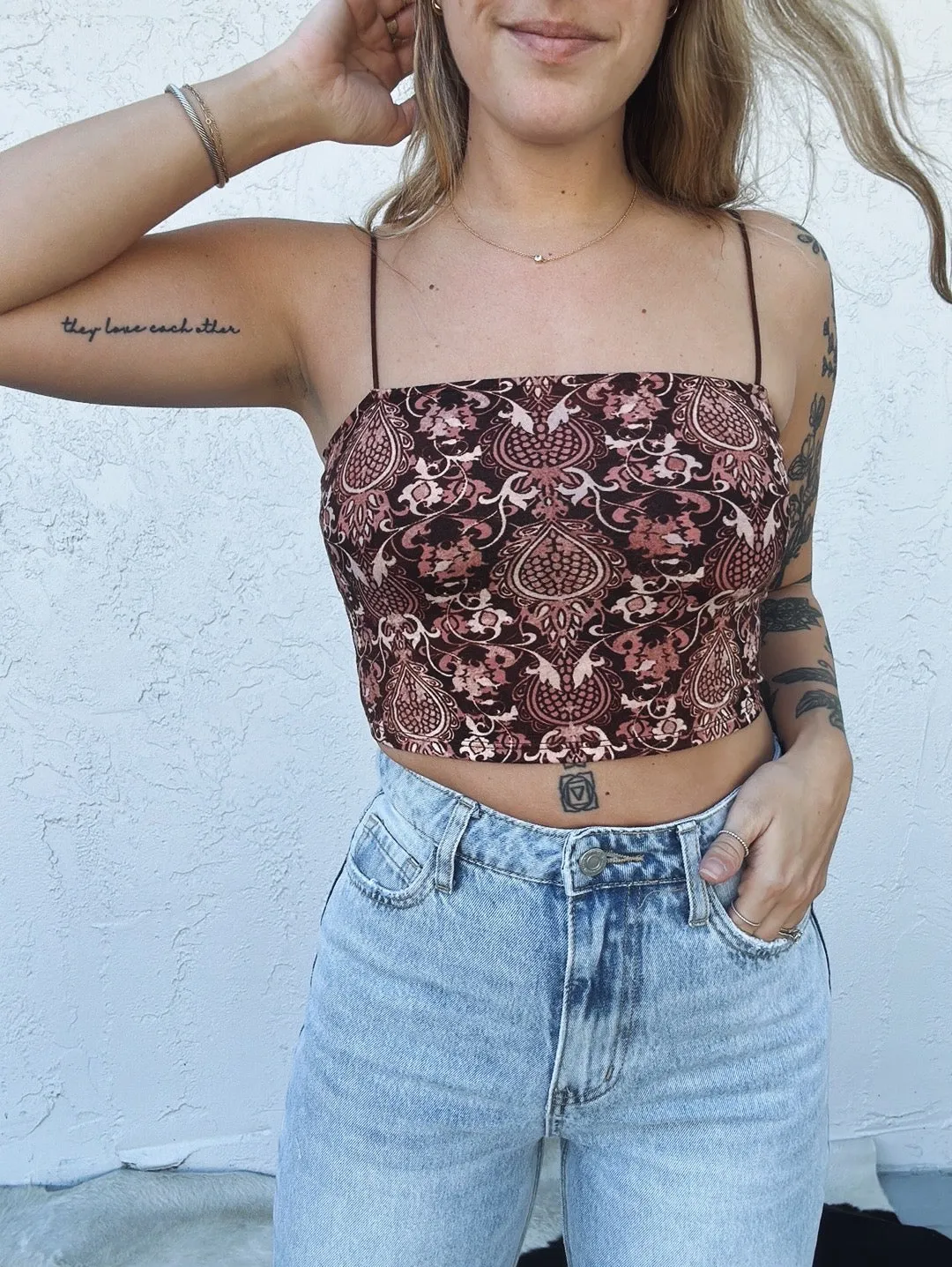 Body Like A Backroad Baroque Print Crop Top