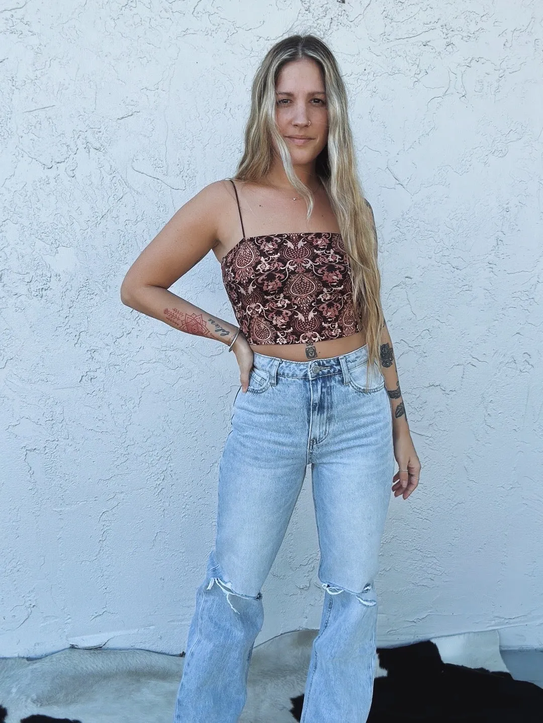 Body Like A Backroad Baroque Print Crop Top