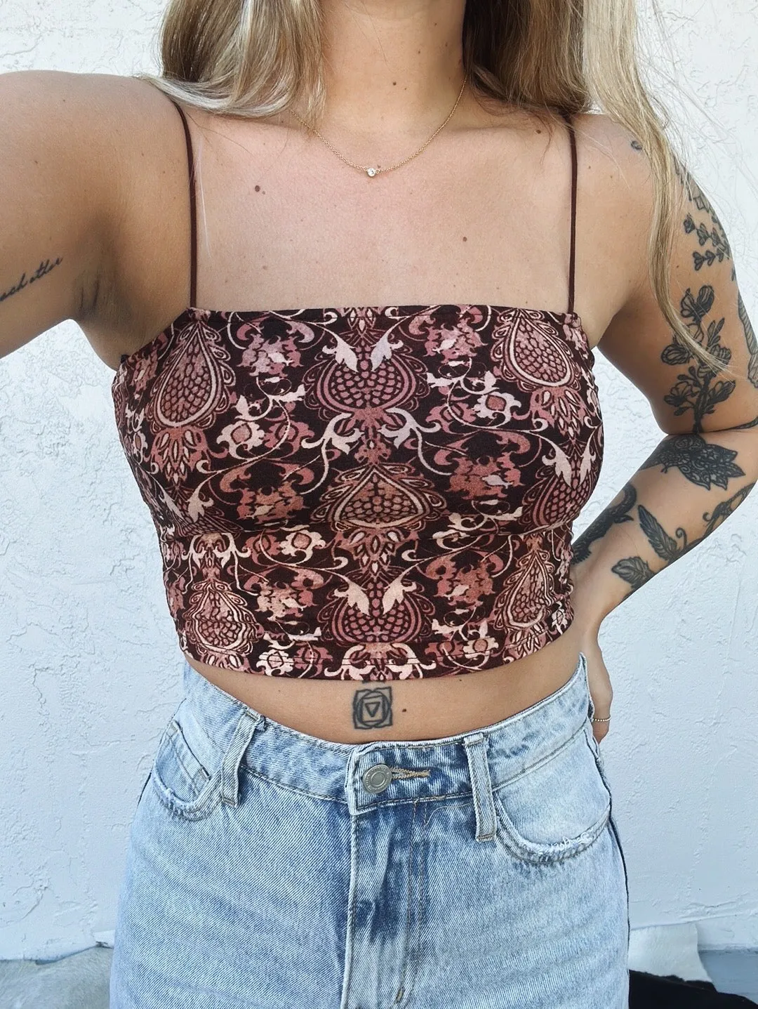 Body Like A Backroad Baroque Print Crop Top