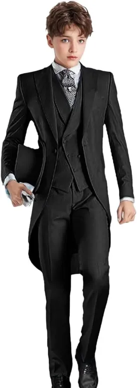 Boys Tailcoat Suits Kids Tuxedo Boys Slim Fit 3 Piece Suits Long Tailcoat Boys Tail for Prom Wedding Vest Pants