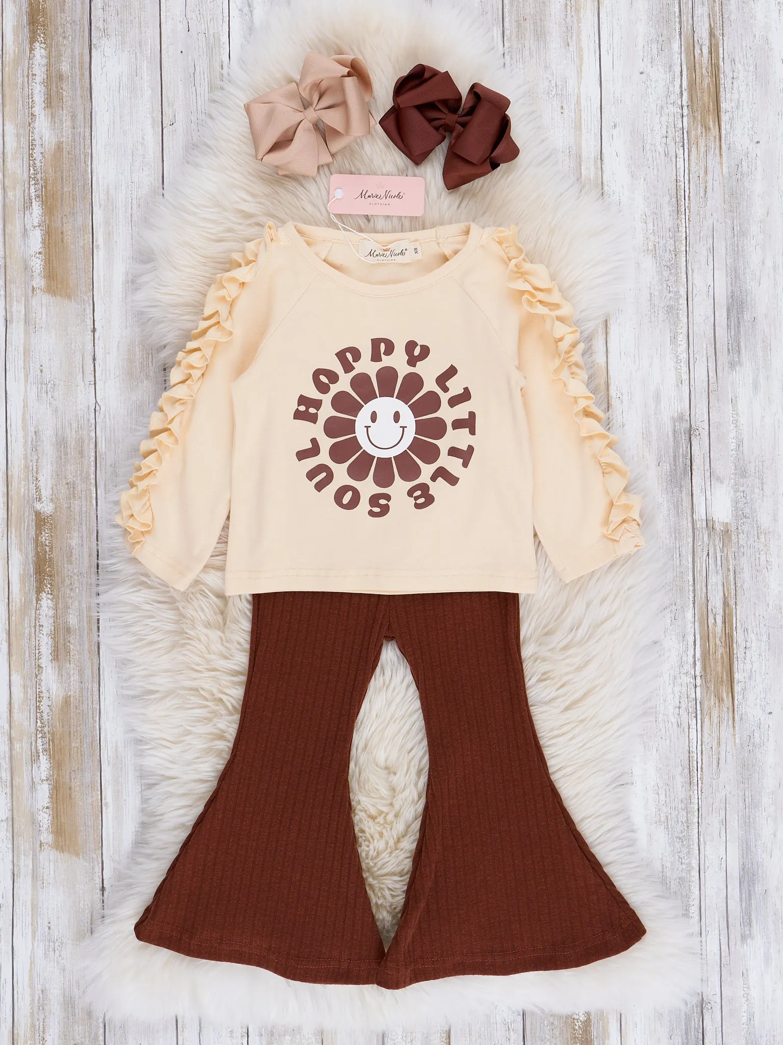 Brown Happy Soul Ribbed Bell Bottoms Outfit