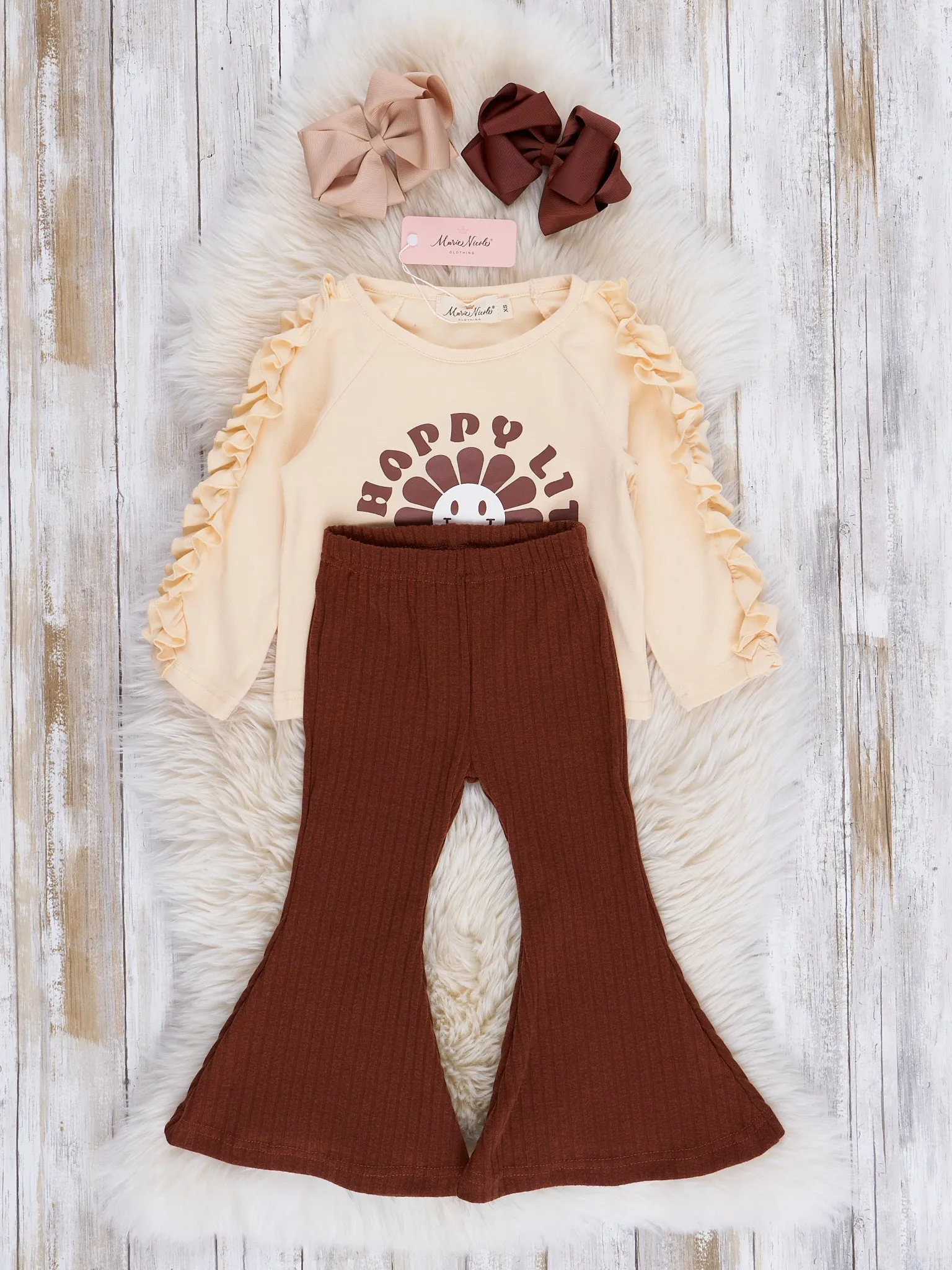 Brown Happy Soul Ribbed Bell Bottoms Outfit