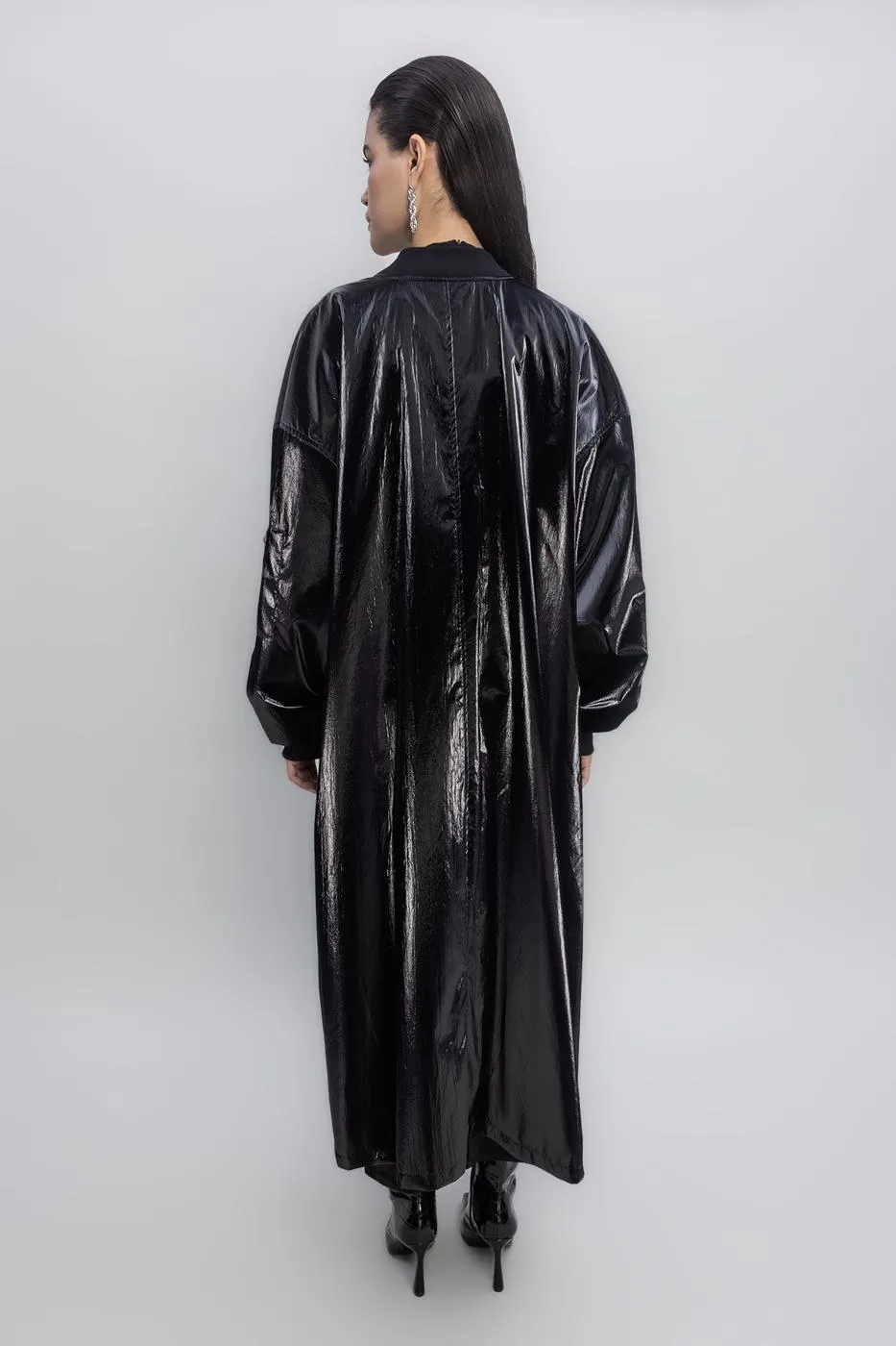 BSL Women Oversized Patent Leather Trenchcoat - Brixton
