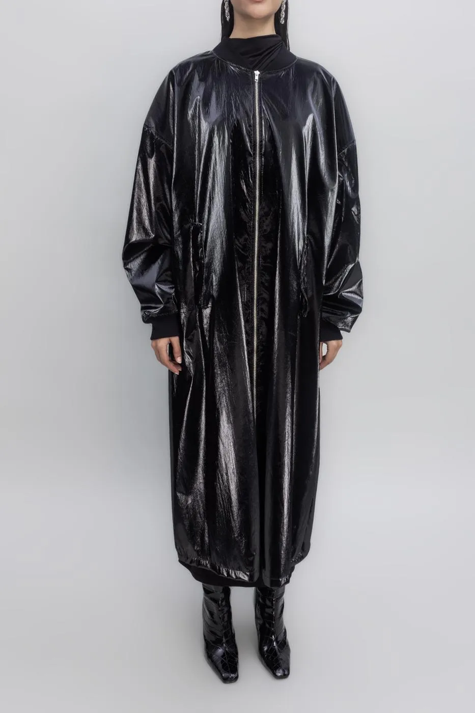 BSL Women Oversized Patent Leather Trenchcoat - Brixton