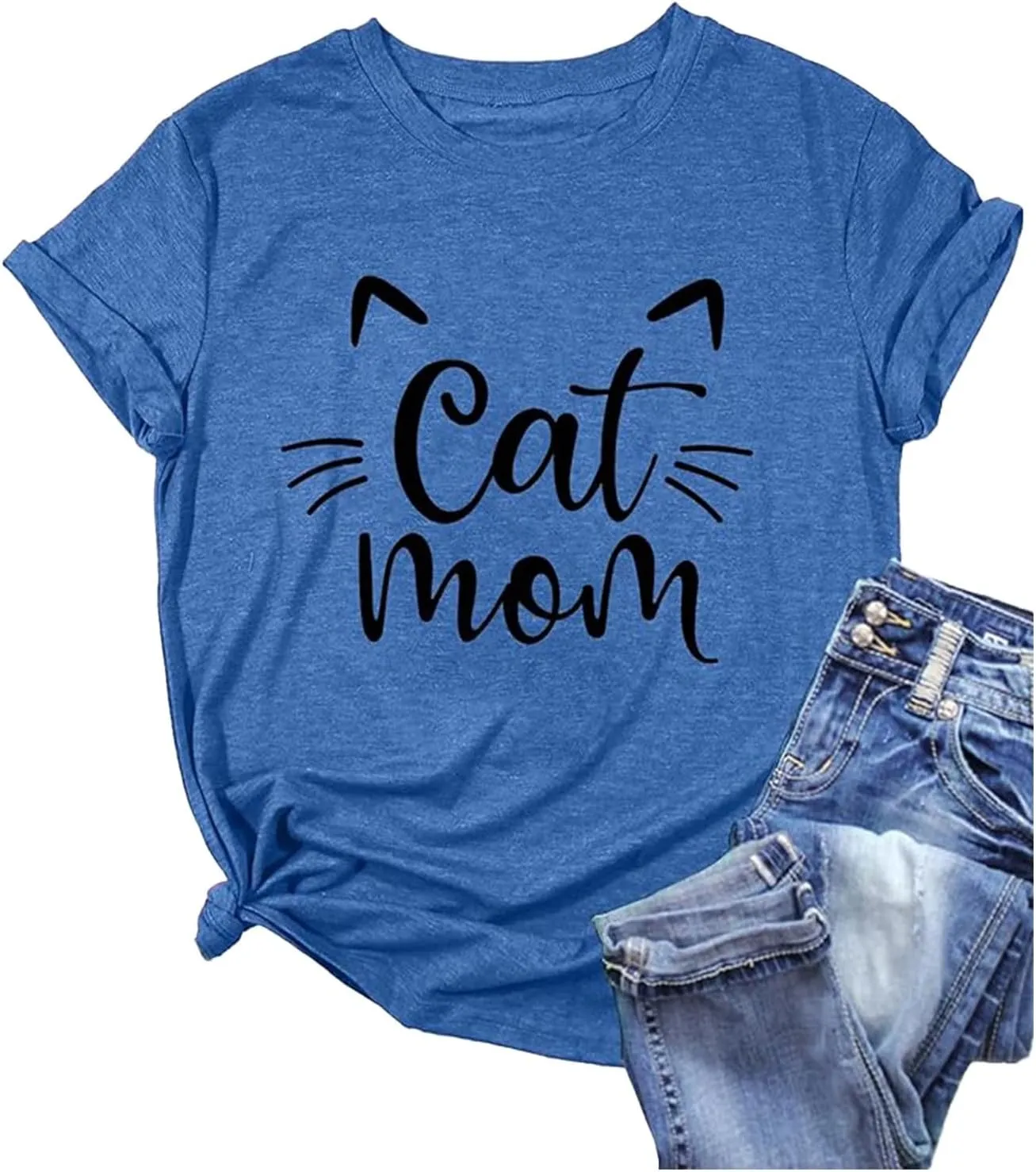 Cat Mom Shirts for Women Cat Mama T-Shirts Pet Lover Gifts Shirts Funny Cat Graphic Tees Shirts Oversized Tshirts for Women Oversized Tshirts for Women