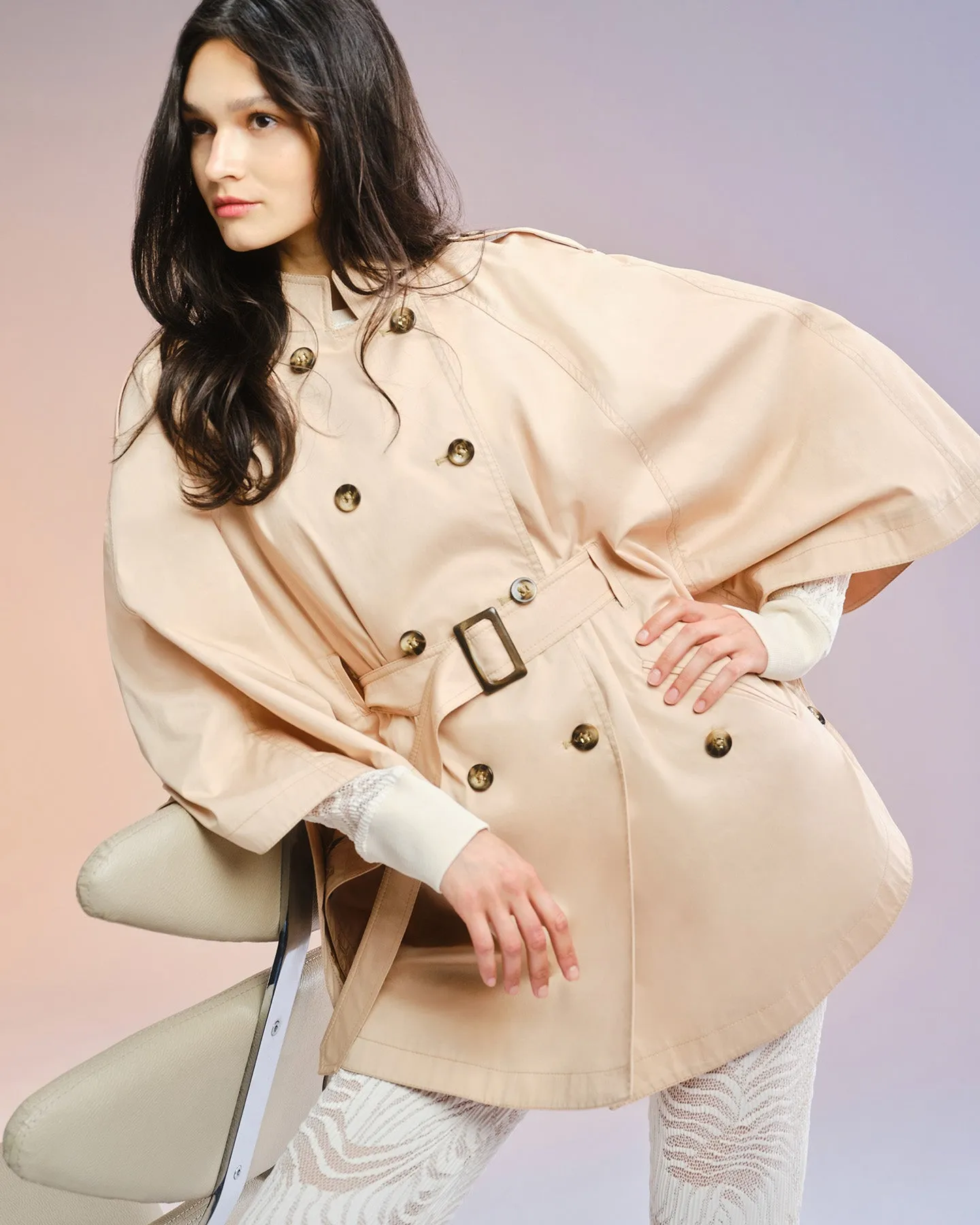 Chloe Trapunto Trench Cape