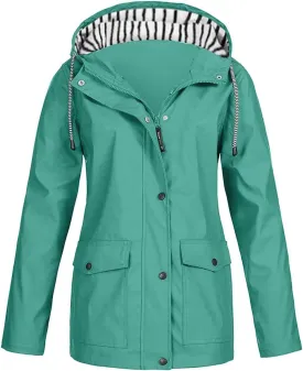 COTECRAM 2025 Women's Waterproof Rain Jacket with Hood Lightweight Outdoor Raincoat Long Hooded Trench Coats Windbreaker