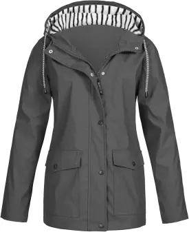 COTECRAM 2025 Women's Waterproof Rain Jacket with Hood Lightweight Outdoor Raincoat Long Hooded Trench Coats Windbreaker