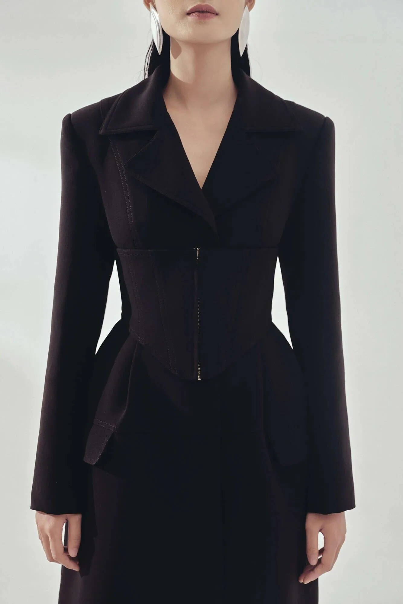 Designer tailored structured suit trench coat  suit dress -  Lap