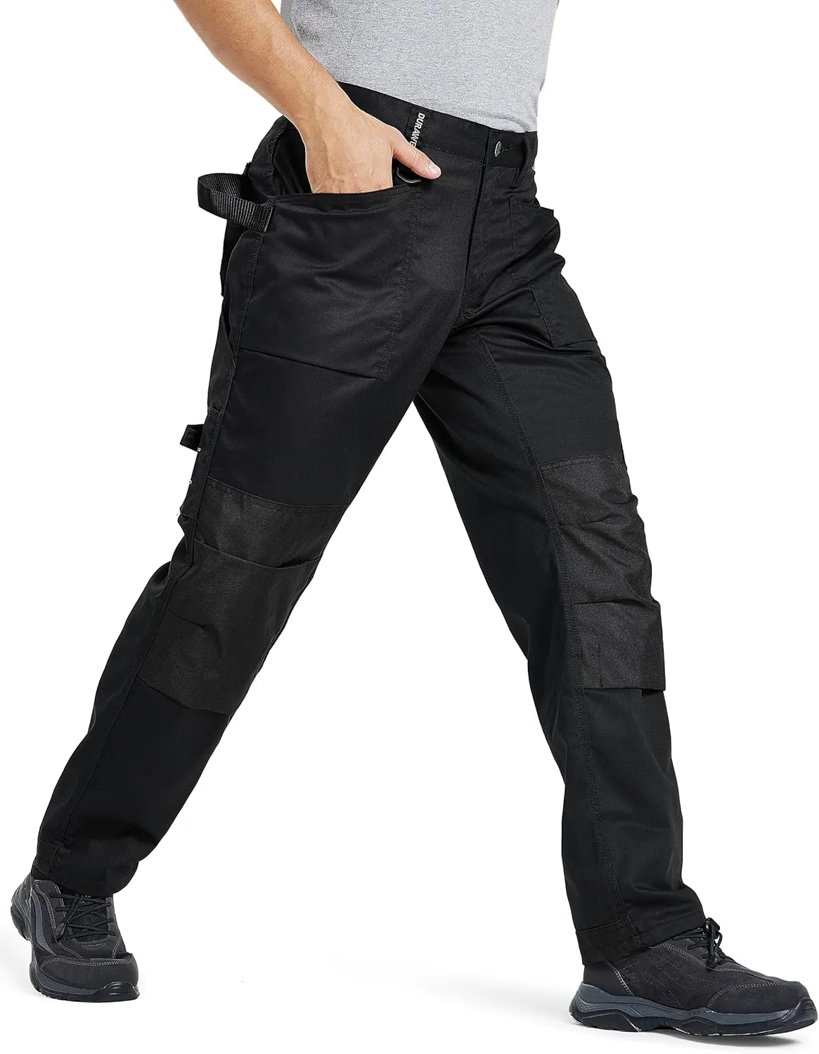DURAWERK Men's Work Pants, Carpenter Pants with Reinforced Knee Pad Pockets & Knee Pads, Cargo Pants for Construction