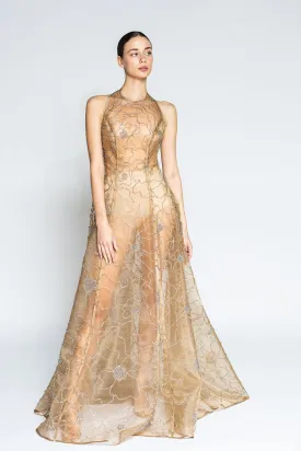Embroidered See-Through Sleeveless Dress