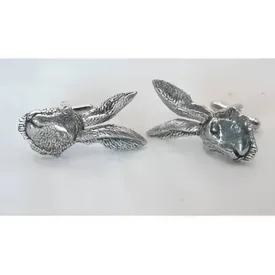English Made Hares Head Pewter Cufflinks