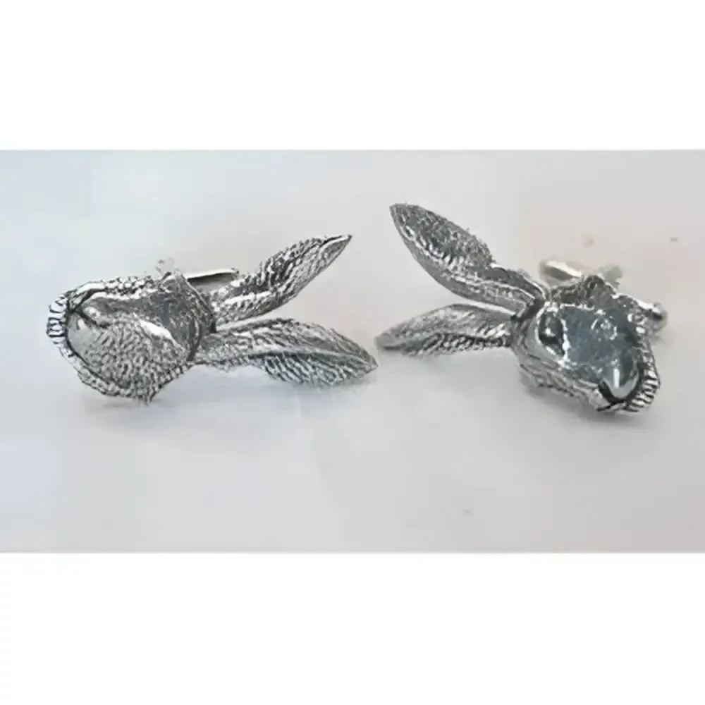 English Made Hares Head Pewter Cufflinks