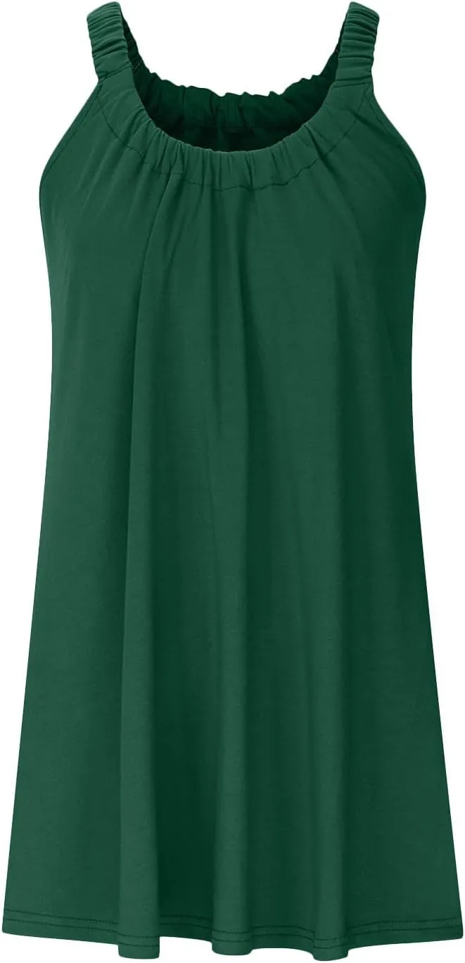 FZYLQY Summer Dresses for Womens 2024 Casual Beach Tank Dress Fashion Solid Color Boho Dress Sleeveless Cover Up Sundress