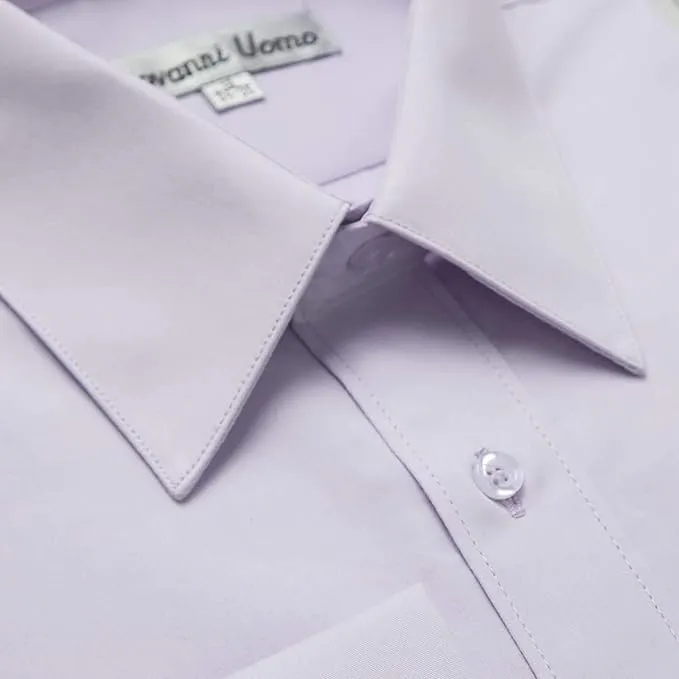 Gentlemens Collection Men's Regular Fit French Cuff Solid Dress Shirt - Colors (Cufflink Included)