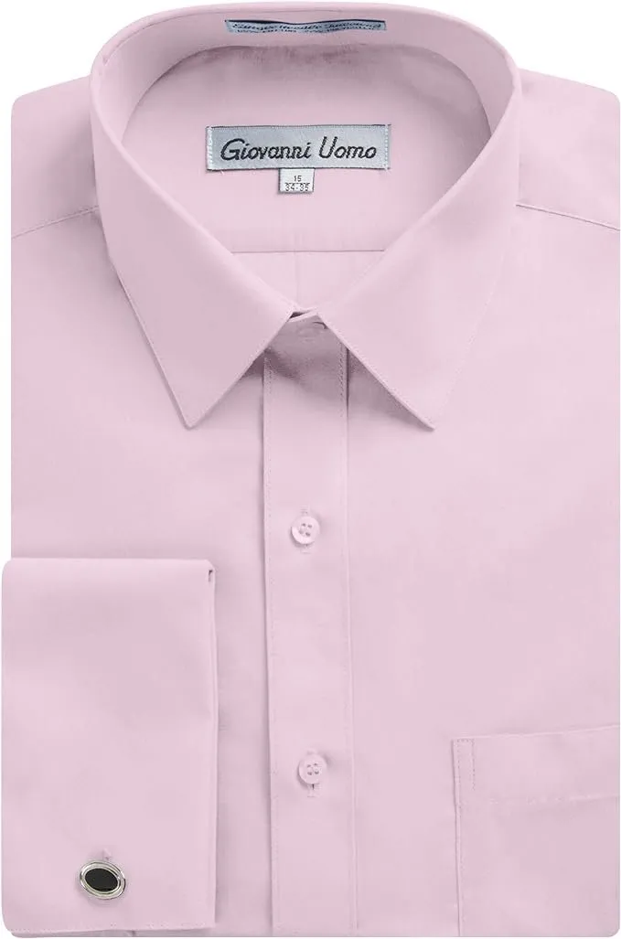 Gentlemens Collection Men's Regular Fit French Cuff Solid Dress Shirt - Colors (Cufflink Included)